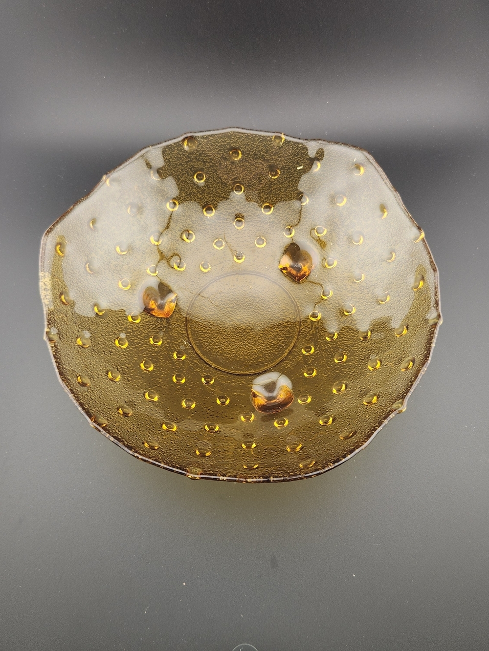 Amber Glass Hob Knob Decorative Bowl - Home Accents